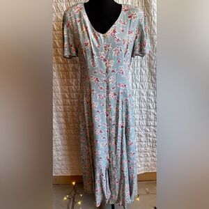 Cdc Caren Desire Company Vintage maxi button flutter sleeves floral print size 6